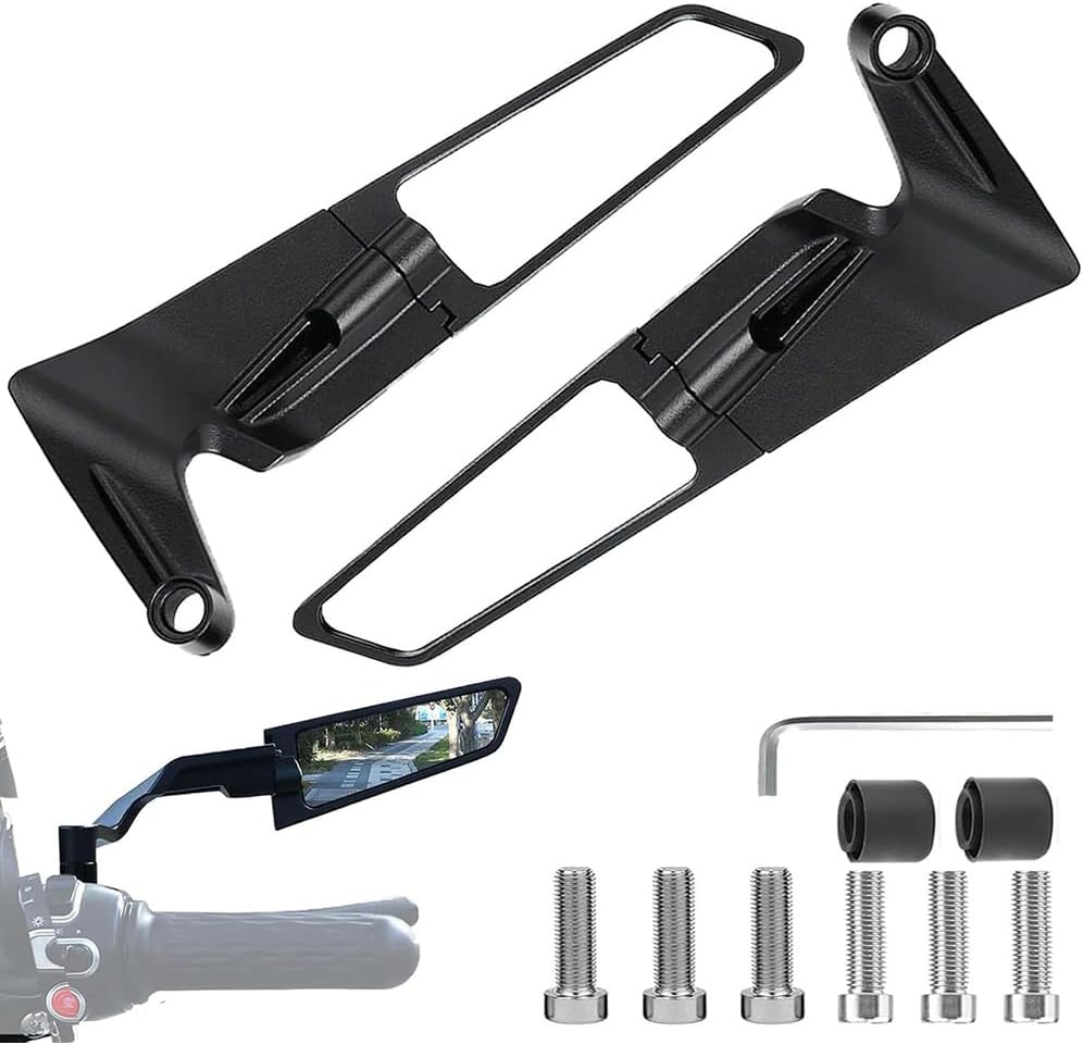 Motorcycle Side Mirrors for BMW S1000RR 2015-2025,Adjustable Anti-Glare Stealth Wind Wing Side Mirrors Bar End Mirrors Accessories Parts,L