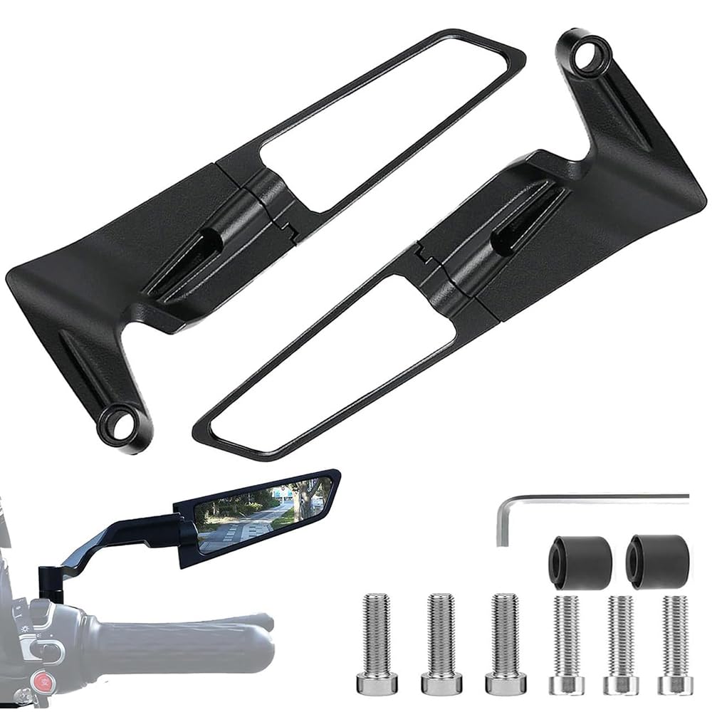 Motorcycle Side Mirrors for BMW S1000RR 2015-2025,Adjustable Anti-Glare Stealth Wind Wing Side Mirrors Bar End Mirrors Accessories Parts,L