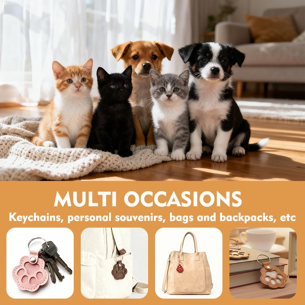Portachiavi Commemorativo per Animali Domestici in Pelle Riempibile con 9 Colori, Souvenir per Capelli di Cane e Gatto