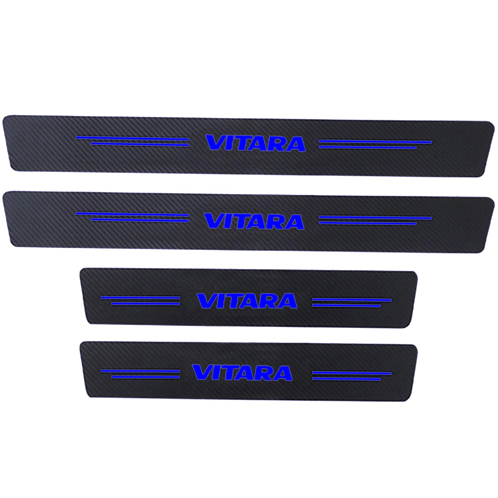 KAFMZEP Car Sill Protectors Strips,4pcs Self Adhesive Carbon Fibre Wrap Film Universal Automobile Threshold Kick Plate Sticker for Suzuki Vitara Styling Accessories,Blue