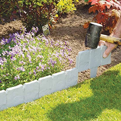10 Pack Cobbled Stone Effect Garden Lawn Edging Plant Border - Simply Hammer In by My Garden Path
