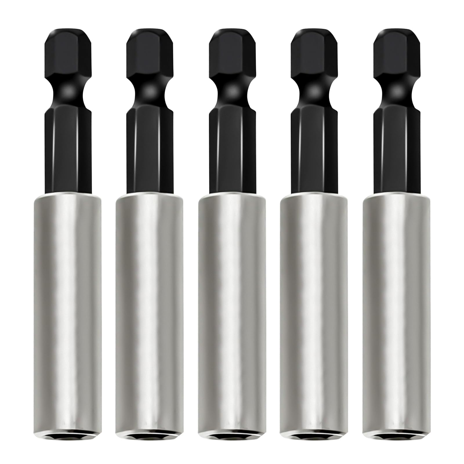 5 Pezzi Porta Inserti Magnetico 1/4" (60 mm), Prolunga per Inserti Avvitatore in Acciaio Inossidabile, Cambio Rapido per Trapano, Avvitatore e Cacciavite