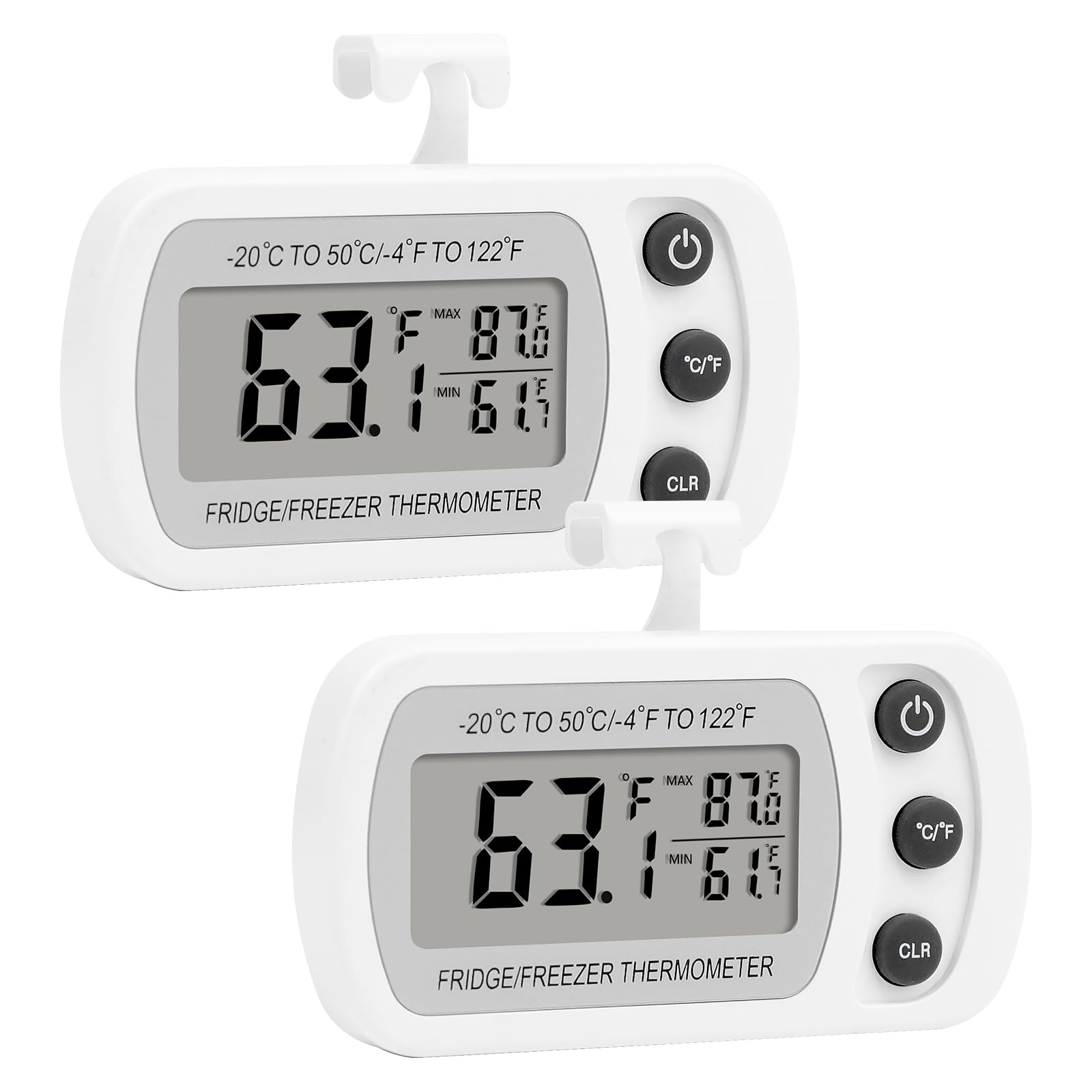Photo 1 of Lasubst Digital Refrigerator Thermometer 2 Pack - White