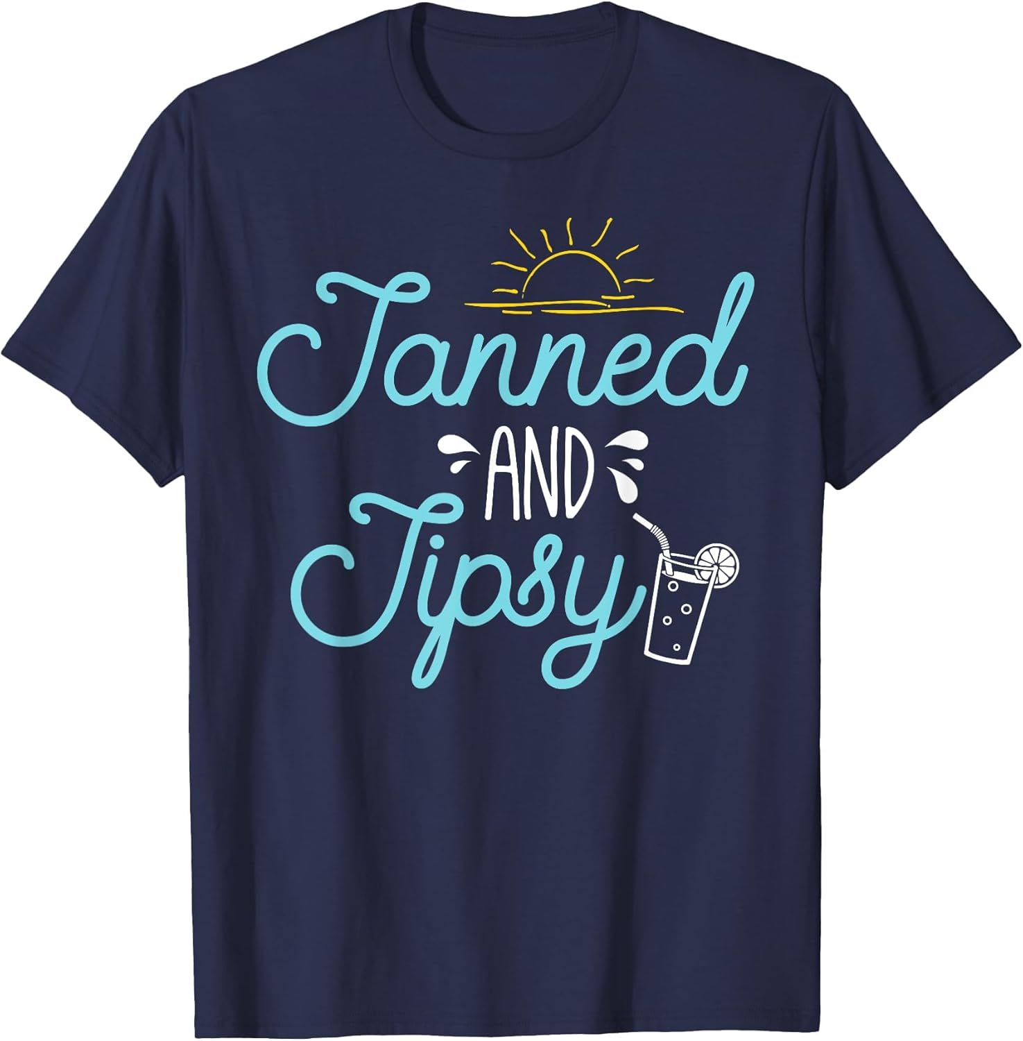 Tanned and Tipsy T-Shirt Funny Beach Umbrella in Drink Vacay