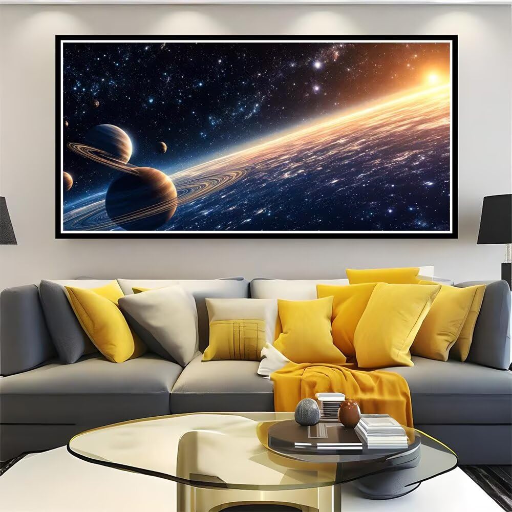 Malen Nach Zahlen Erwachsene, Malen Nach Zahlen Sonnenuntergang Stern DIY Handgemalt Ölgemälde, Paint by Numbers Adult Kit Als Geschenk, Knitterfreie Leinwand, Home Deko (Ohne Rahmen) 80x160cm z0z-795