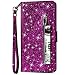 Produktbild Vepbk für Samsung Galaxy A41 Hülle, Lederhülle Schutzhülle Handyhülle Leder Handytasche Case Hülle Glitzer Bling mit Kartenfach Geldbörse Magnet Brieftasche Etui Flip Cover für Galaxy A41,Lila