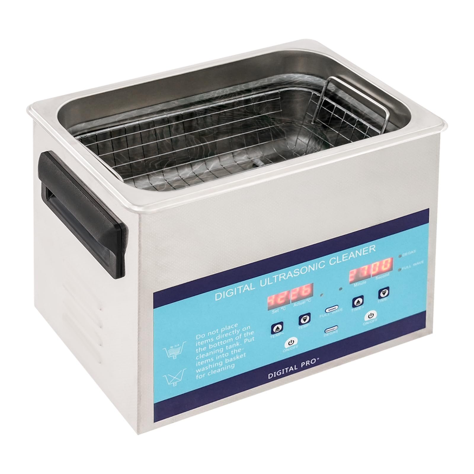 Dispositivo de limpieza por ultrasonidos, limpiador ultrasónico, limpiador de joyas, limpiador industrial para laboratorio, joyas, piezas de reloj, gafas, con depósito de 3 L