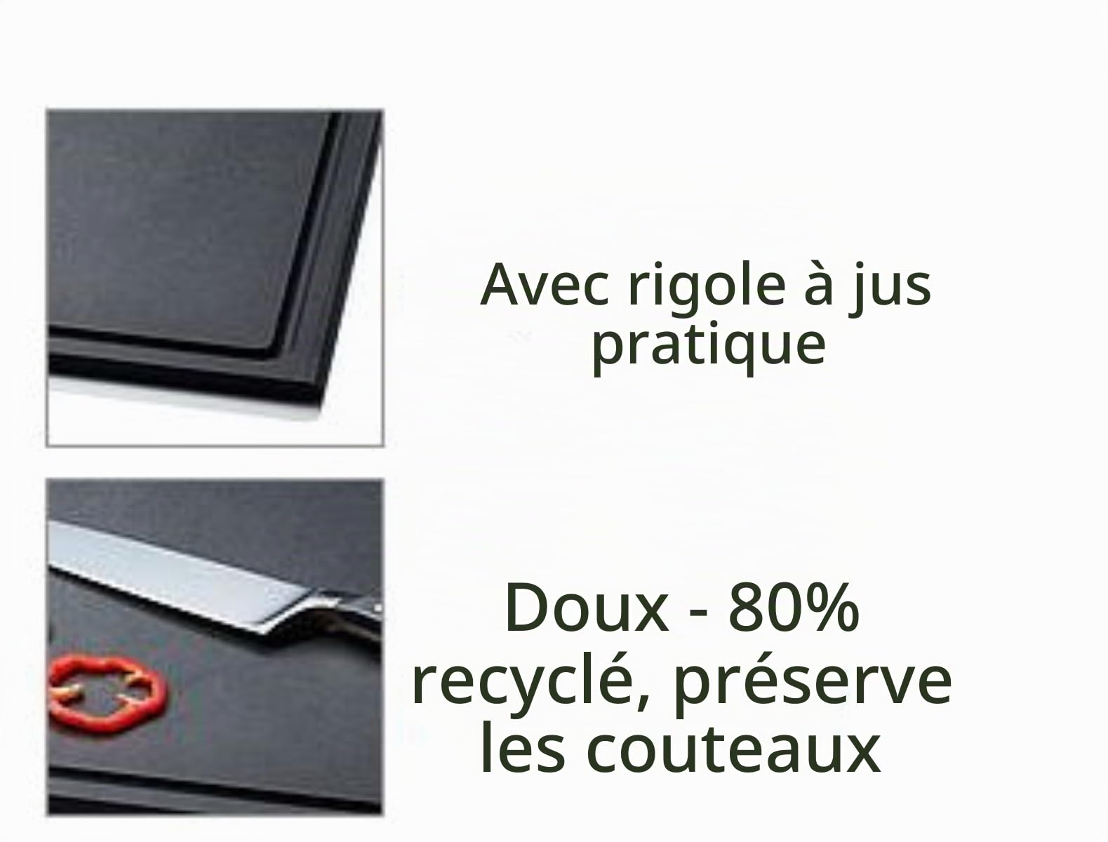 Continenta Planche à découper BAND Duracore 38,5 x 27 x 0,9 cm, planche à découper et servir sans danger pour les couteaux, Anthracite