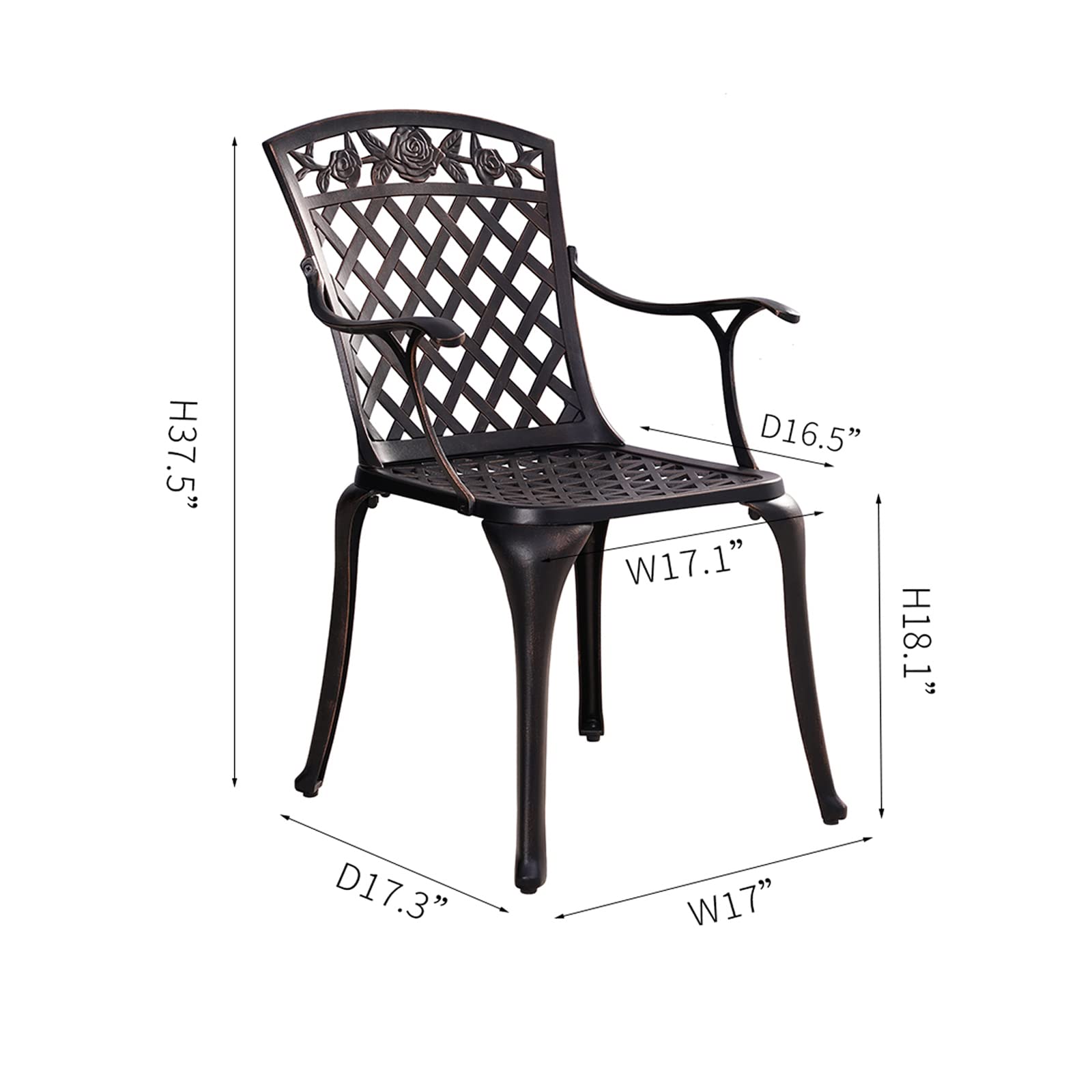 2 Pz Sedie da Giardino in Alluminio Pressofuso Bronzo CFW23252