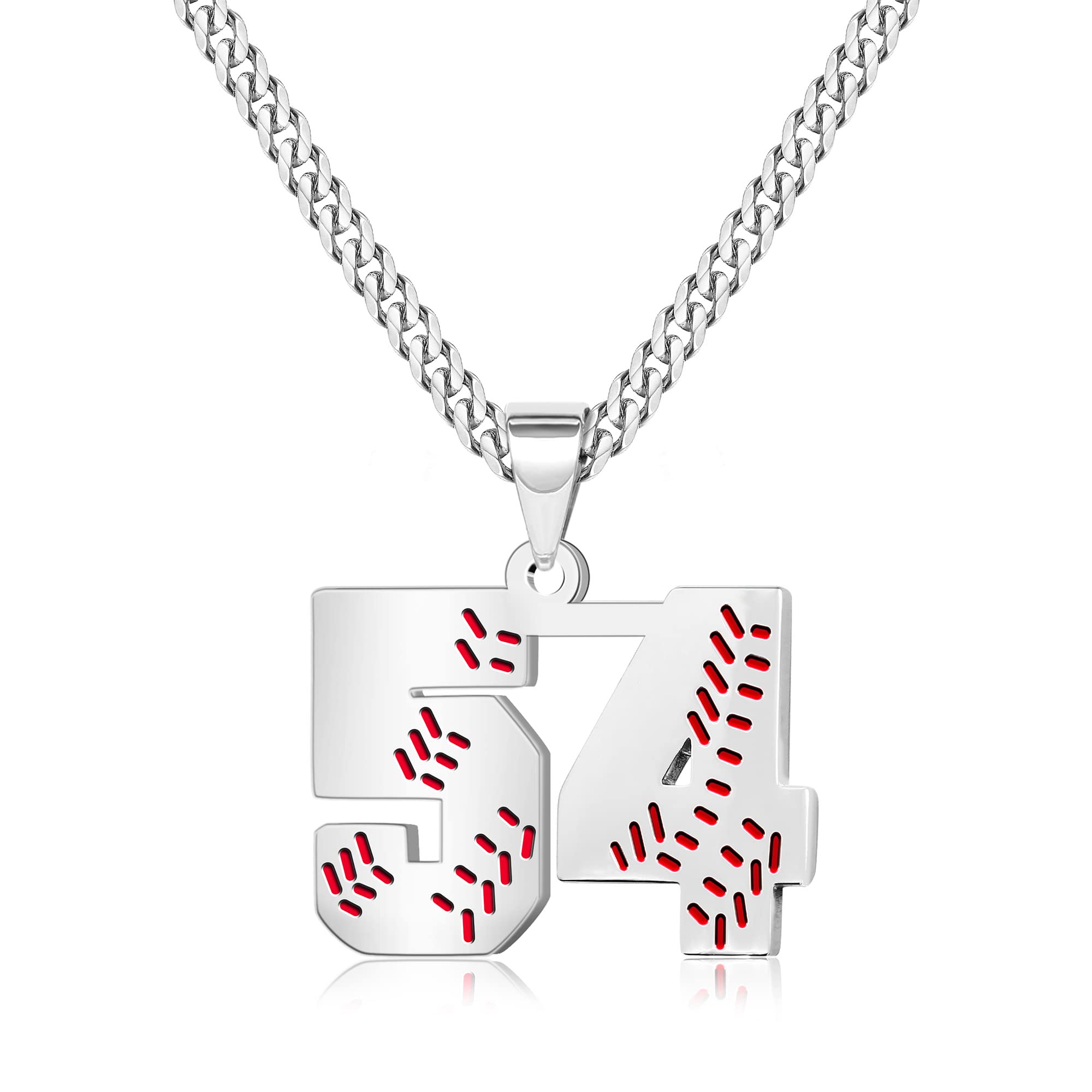 Btysun Baseball Necklaces Baseball Jersey Number 0-99 Charms Pendant Stainless Steel Necklace for Men Baseball Gifts Dad Husband Christmas Gift for Him Mens Jewelry