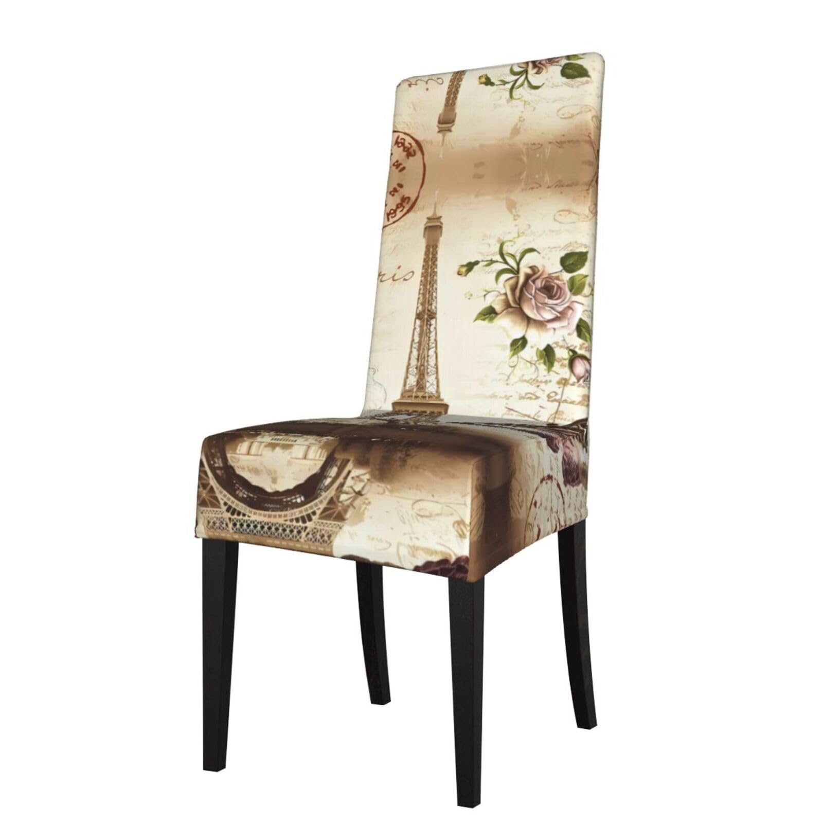 YYHHAOFA Vintage Paris Eiffel Tower Butterfly Prints Protection Cover for Dining Chair - Stretch Slipcovers, Easy Refresh for Your Dining Room & Event Decor