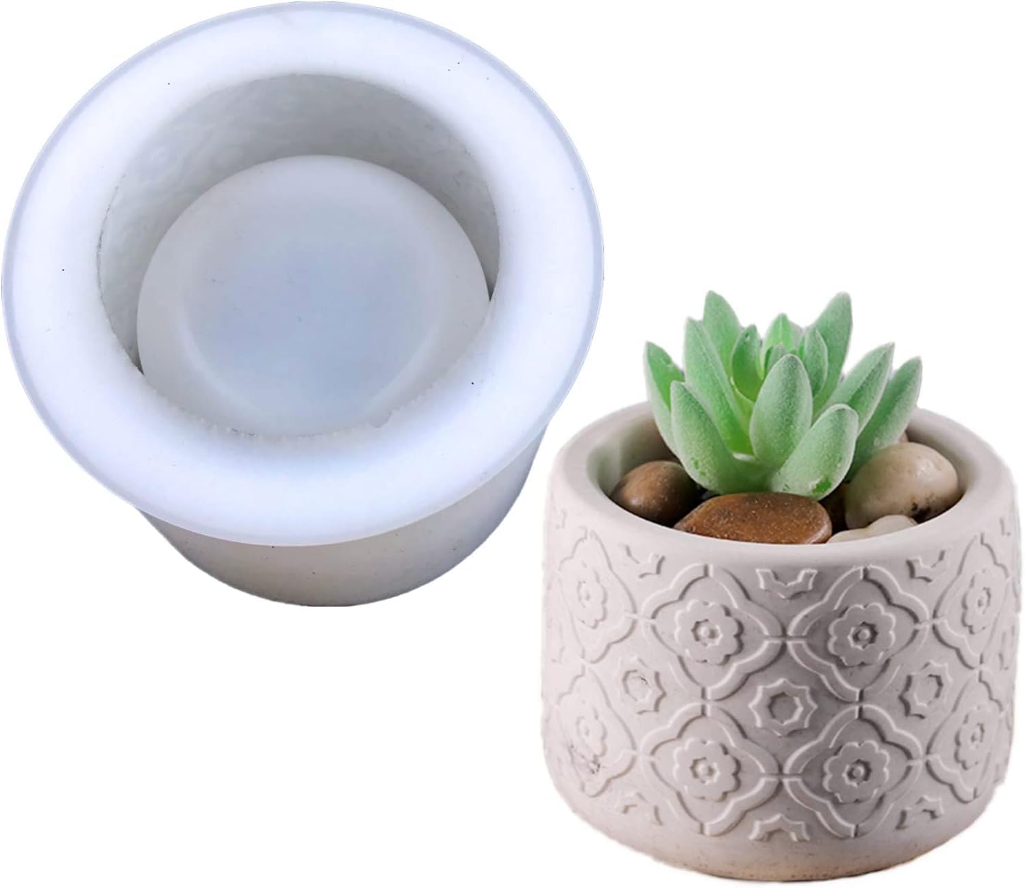 R H LIFESTYLE Flower Pot Silicone Mold Concrete Succulent Planter Vase Mold Candle Pen Holder Plaster Epoxy Resin Cement Clay Mould(Shape A- Flower)