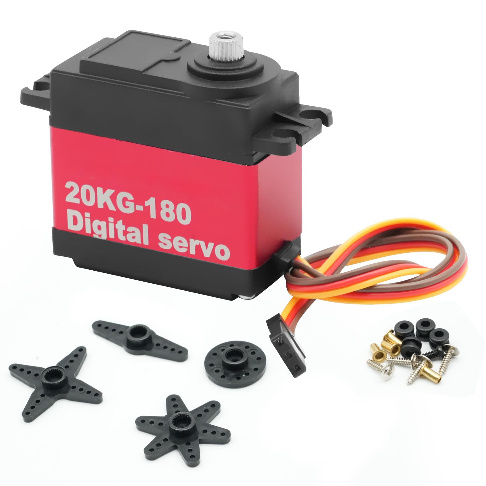 AYWHP 20 kg Servo Motor High Torque Digital RC Servo - Metal Gear, DS3218 180° Control Angle Digital Servo Motor, High Precision Servo Motor for 1/10 RC Car, Robot Compatible with Arduino