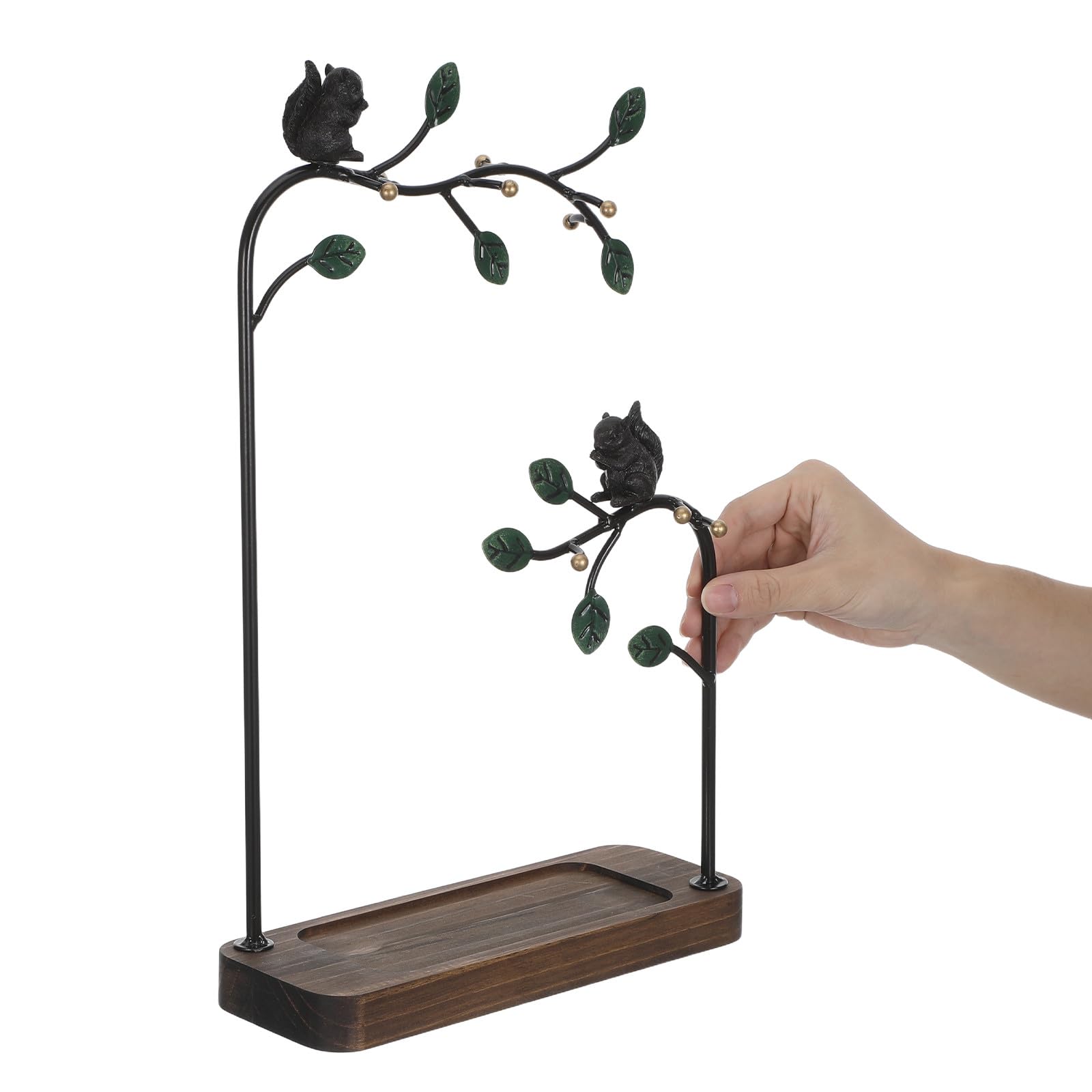 YARNOW Présentoir Arbre pour Bijoux en Fer et Bois, Porte Collier et Porte Boucle D'oreille, Design Artistique, Construction Robuste, pour Petits Appartements