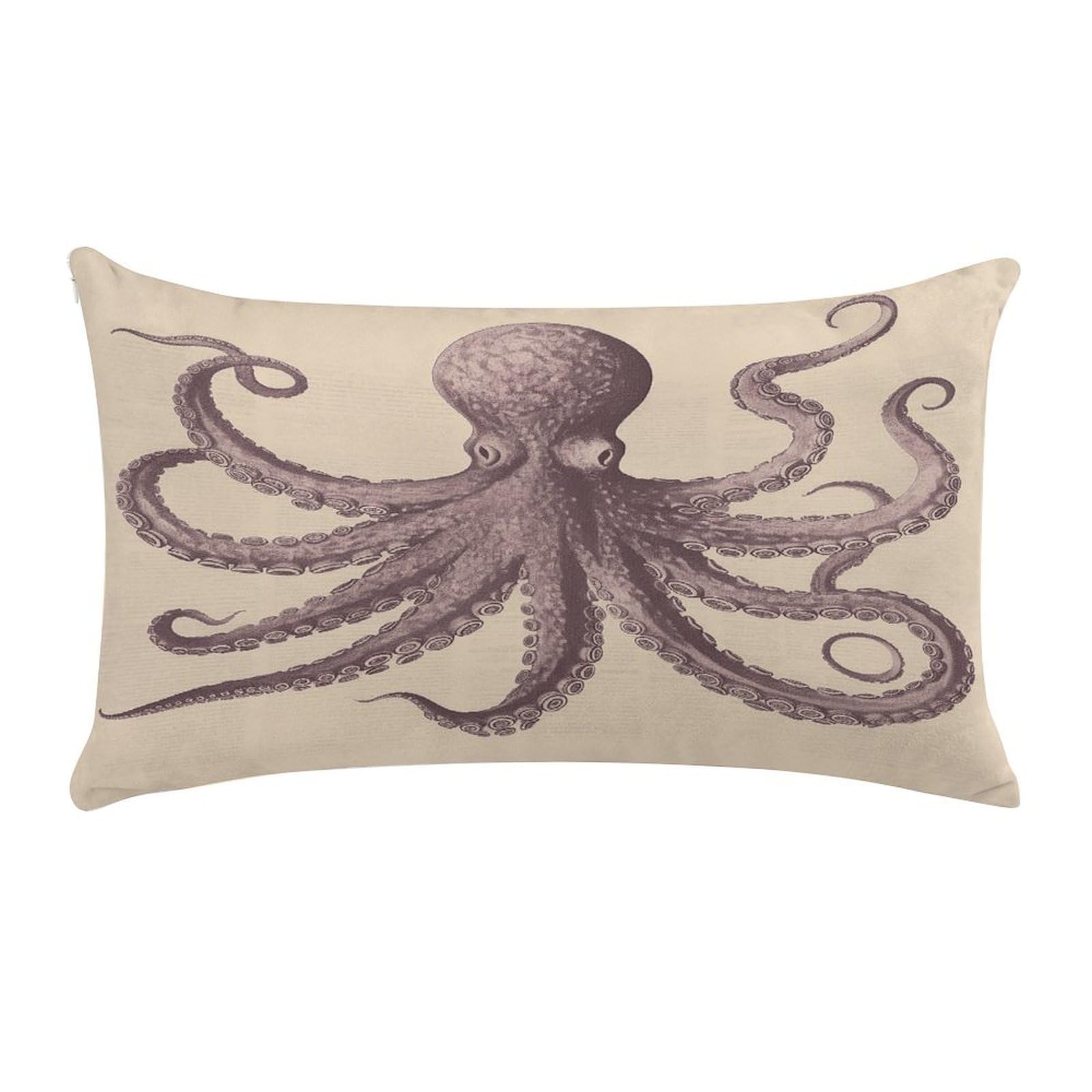 LDGSUPH Vintage Octopus Throw Pillow Cover with Zipper Long Throw Pillow Case Anti-Fading Pillow Protector Super Soft Decorative Cushion Case Exquisite Plush Pillowcase12 X 20 in