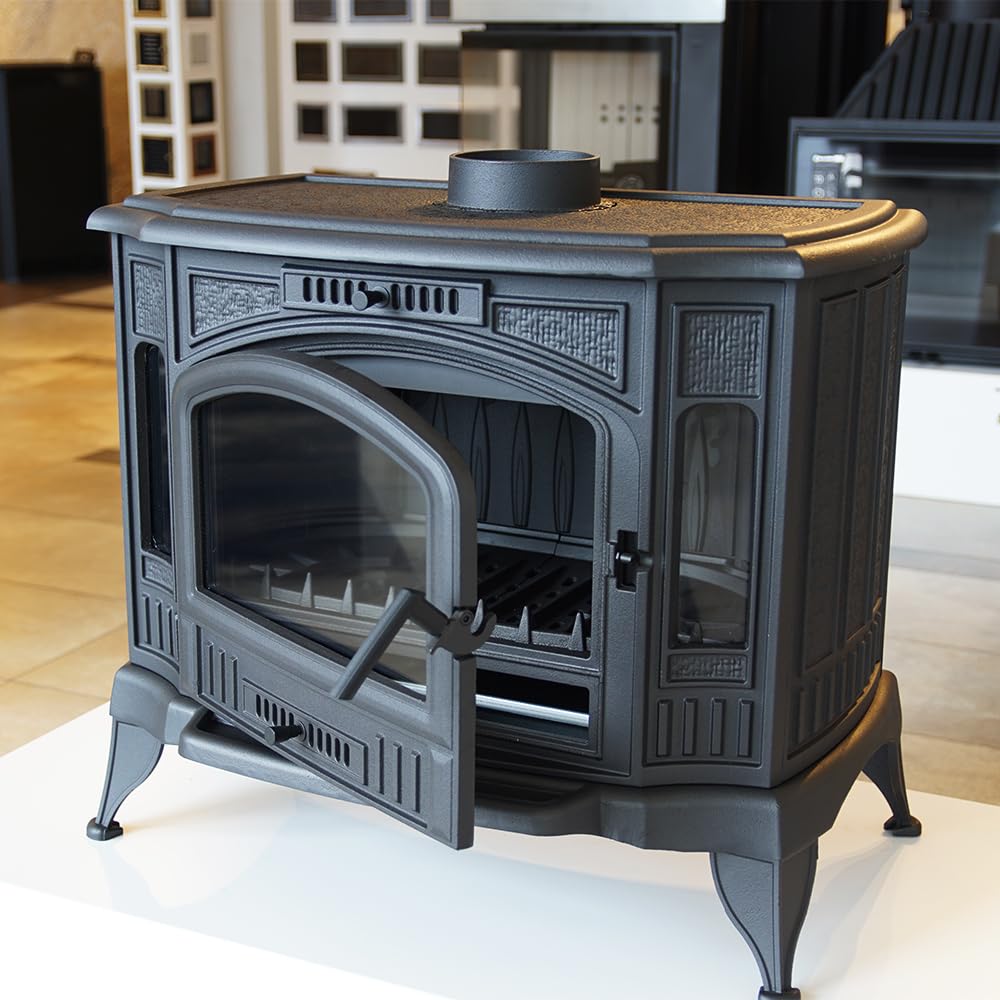 KRATKI Stufa a legna in ghisa KOZA K9 10 kW Ø150 A Ecodesign Ø130mm 10kW | Ghisa nero, efficienza 75%, classe A. Ecodesign.; combustione efficiente; basse emissioni; calore uniforme; struttura robusta