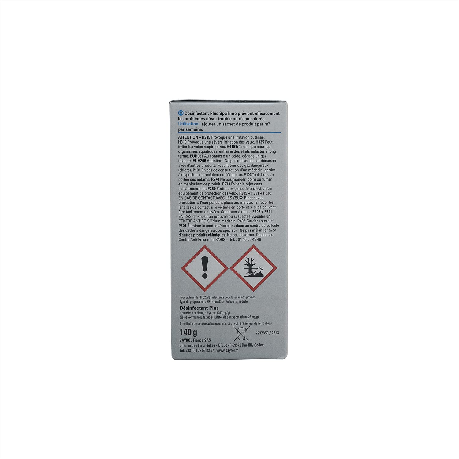 BAYROL SpaTime DÉSINFECTANT Plus Granulés (boîte de 4 sachets de 35g) - 140g | Prévient des problèmes de qualité de l'eau - Désinfection Régulière + 10 Tests HPS OFFERTS 6 en 1