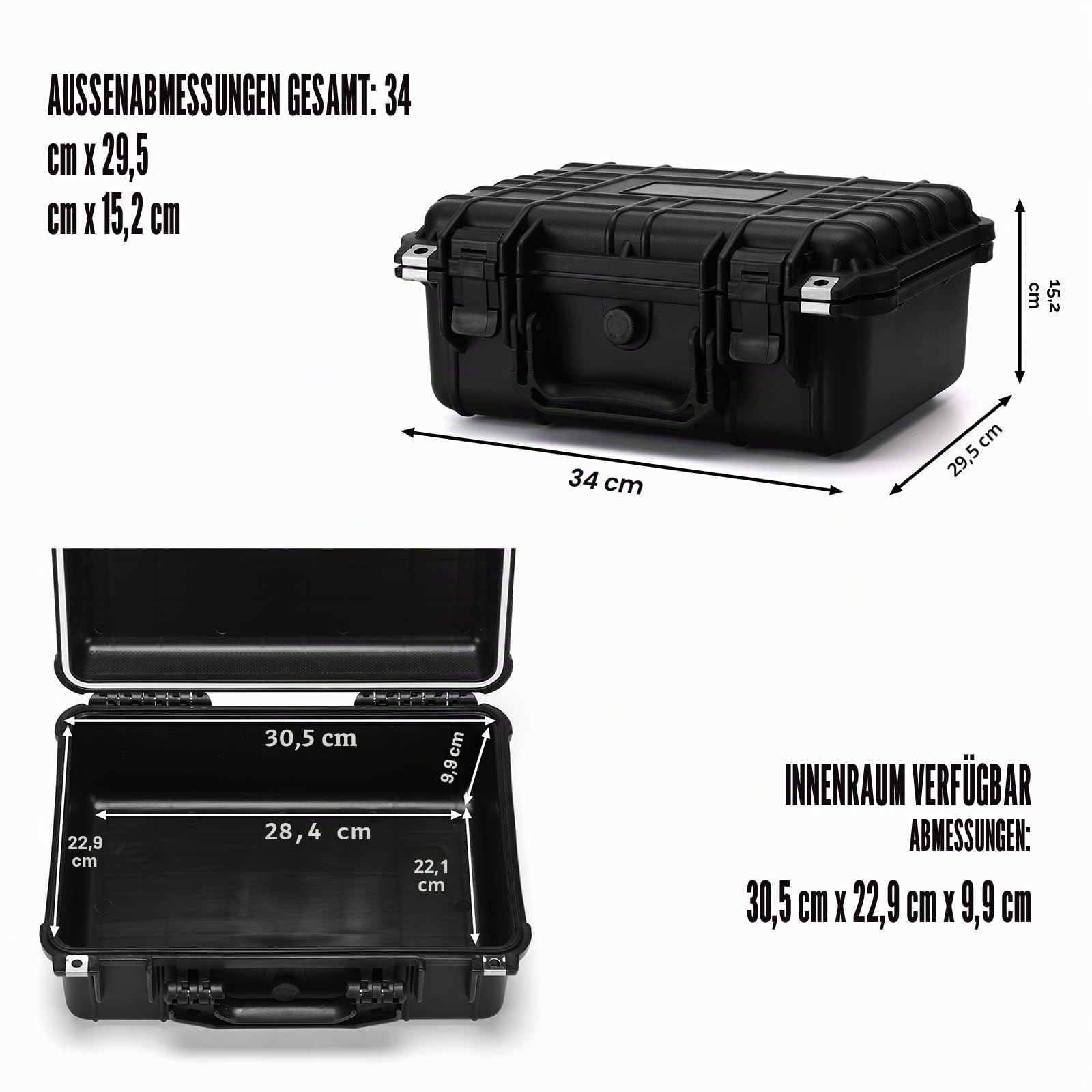Mayouko Waterproof Plastic Toolbox with Foam Insert, 13.4" x 11.6" x 6", IP67 Lockable Storage Box, Customizable Foam, Shockproof Hard Case Weatherproof Container, Protective Hard Camera Case
