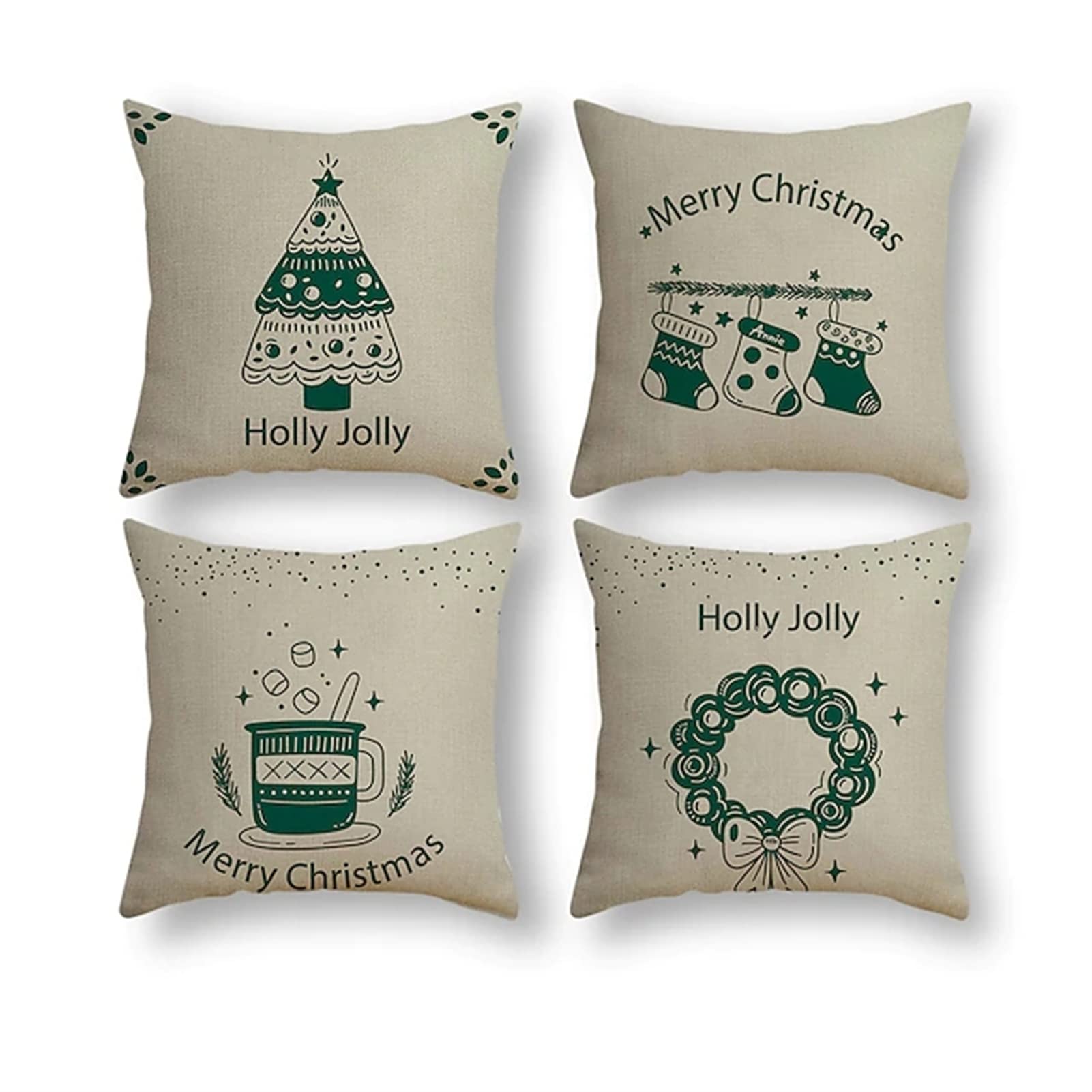 4 Pezzi Fodera per Cuscino 60x60cm, Natale Modello Moderni Decorativo ​copri cuscini per divano, federe cuscini in Velluto con Cerniera Invisibile,Adatto per Interni,Casa, Auto e Sedia