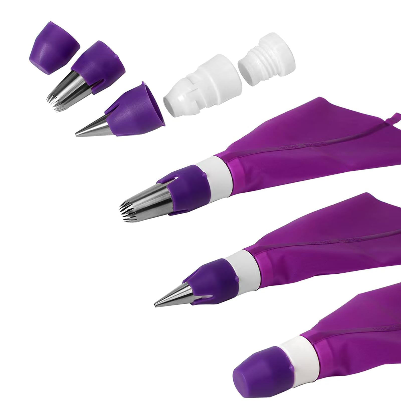 Acoplador 4Sets Acoplador Tubería Bolsa de Tuberías Acopladores Estándar de Plástico para Tuberías Grandes/Pequeñas Boquillas con Tapa Fresca-Mantenimiento 3