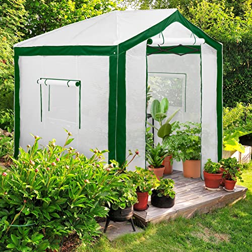 Image of EAGLE PEAK 8x8 Walk in Pop Up Greenhouse, Green /White