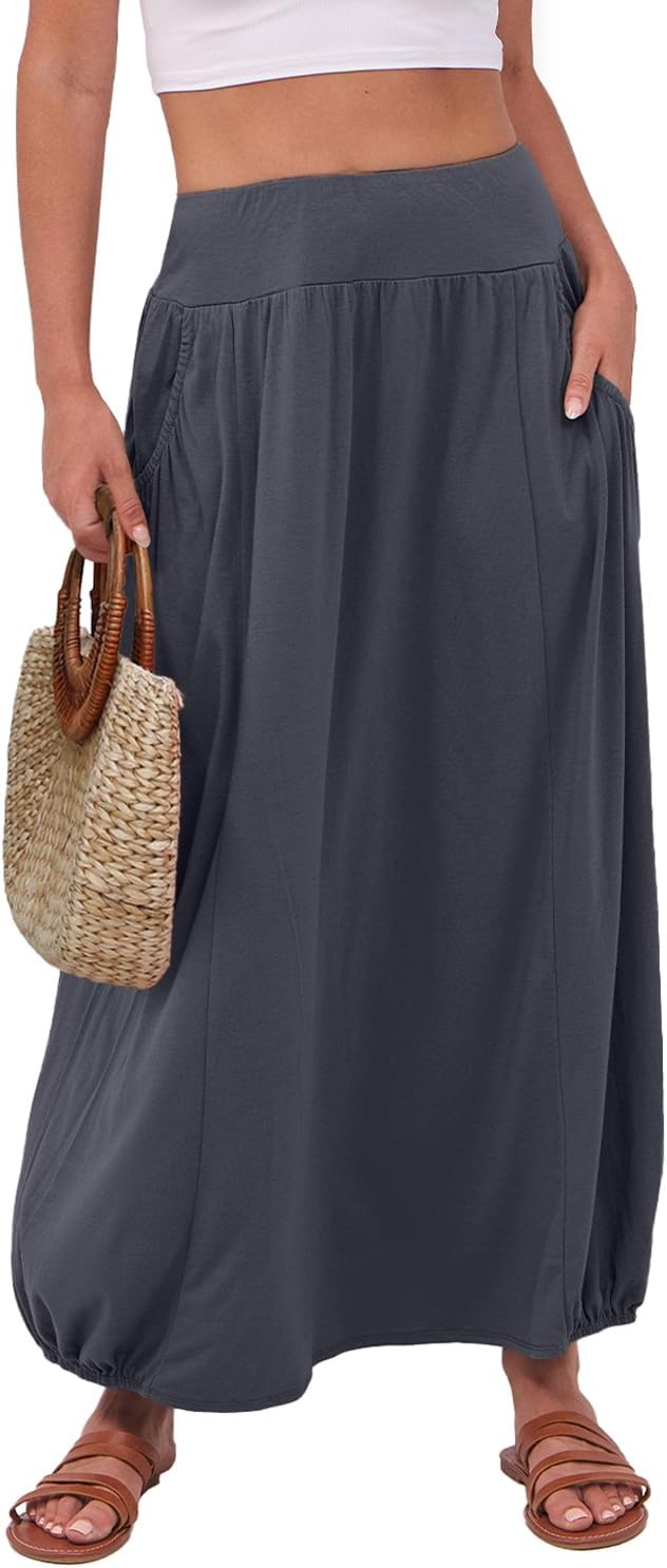 ANRABESS Women's Maxi Skirt Summer Trendy High Waisted Boho Flowy Long Skirts 2026 Spring Fashion Beach Vacation Clothes