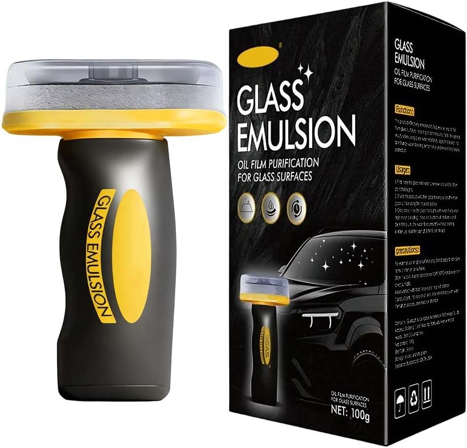 Handheld Glass Oil-Film Remover, Automotive Glass Cleaner, Removes Smudges & Oil Film for Improved Windshield Clarity (4PC)