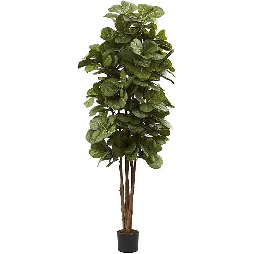 Nearly Natural 6ft Fiddle Leaf Fig Artificial Tree with 6 Natural Trunks, 270 Lush Green Leaves