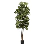 Nearly Natural 6ft Fiddle Leaf Fig Artificial Tree with 6 Natural Trunks, 270 Lush Green Leaves