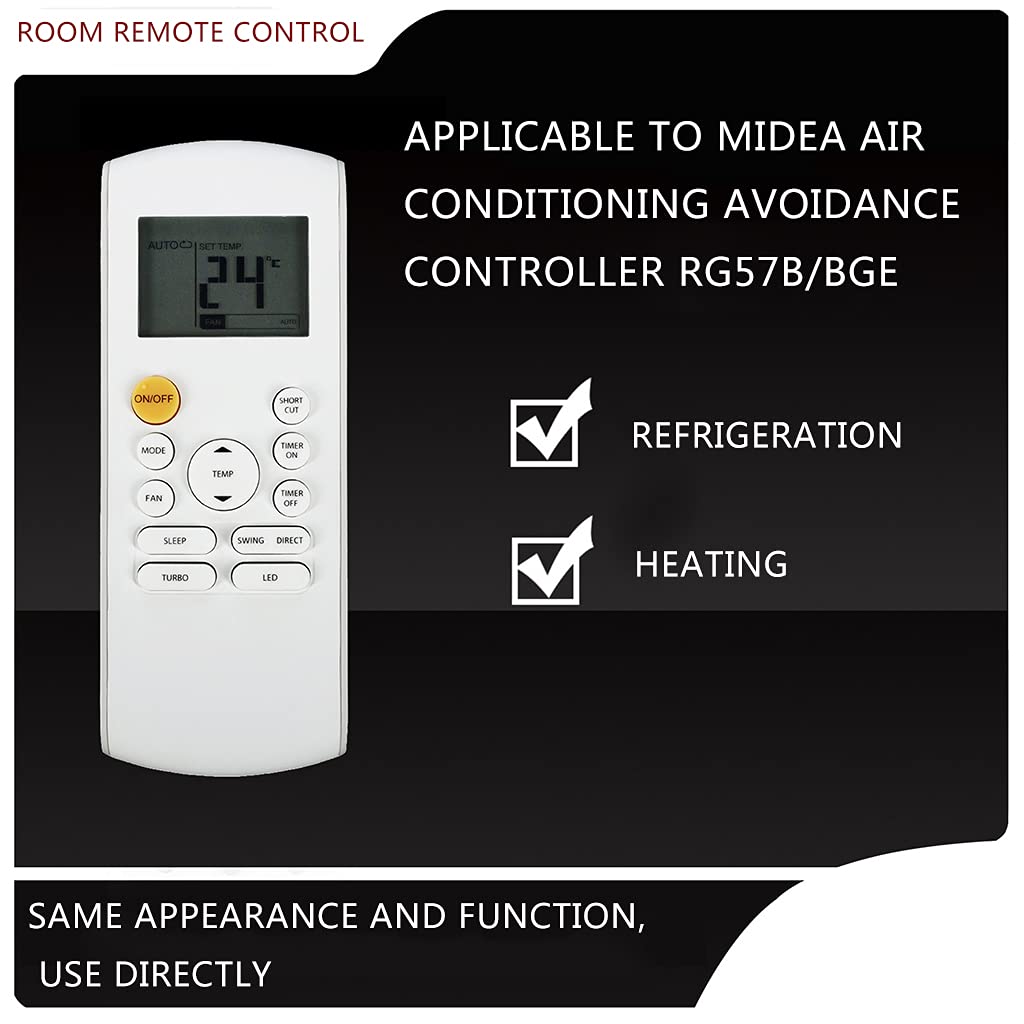 Mando a distancia para aire acondicionado antidesgaste con tacto suave, compatible con el mando a distancia para aire acondicionado Midea RG57B/BGE RG57A2/BGEF