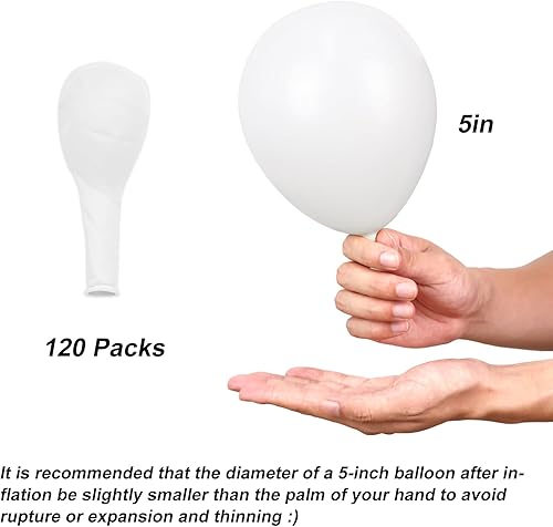 Miniatura 2 de RUBFAC 120 globos de fiesta de látex blanco de 5 pulgadas, globos blancos más gruesos para cumpleaños, bodas, baby shower, graduación, aniversario,