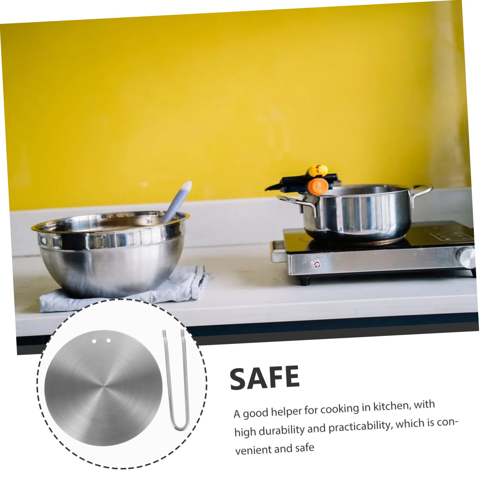 Didiseaon Difusor de Calor para Cocina de Inducción 18 Cm Acero Inoxidable Mango Desmontable Adaptador para Estufa Ahorro de Energía Transferencia Uniforme Compatible Ollas de Hierro