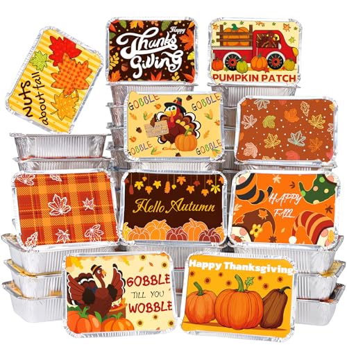 FUNID 40-Pack Thanksgiving Food Containers with Lids, 10 Style Durable & Leak-Proof...
