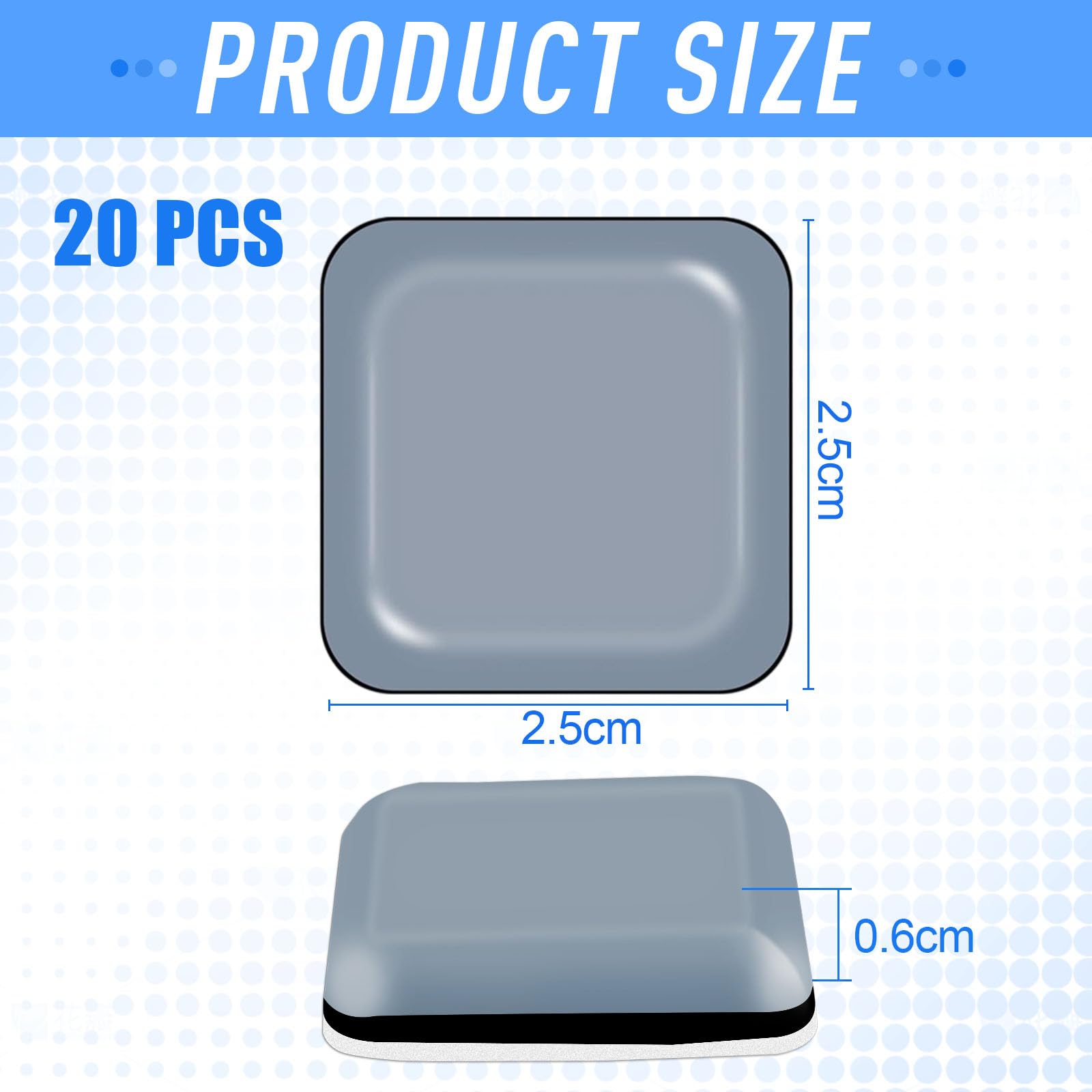 20 Pezzi Piedini per Mobili Autoadesivo in Teflon(Quadrato), 25X25mm PTFE Autoadesivi Cursori di Mobili per Parquet Laminato | Protezione antigraffio per Sedie, Divani, Mobili Pesanti