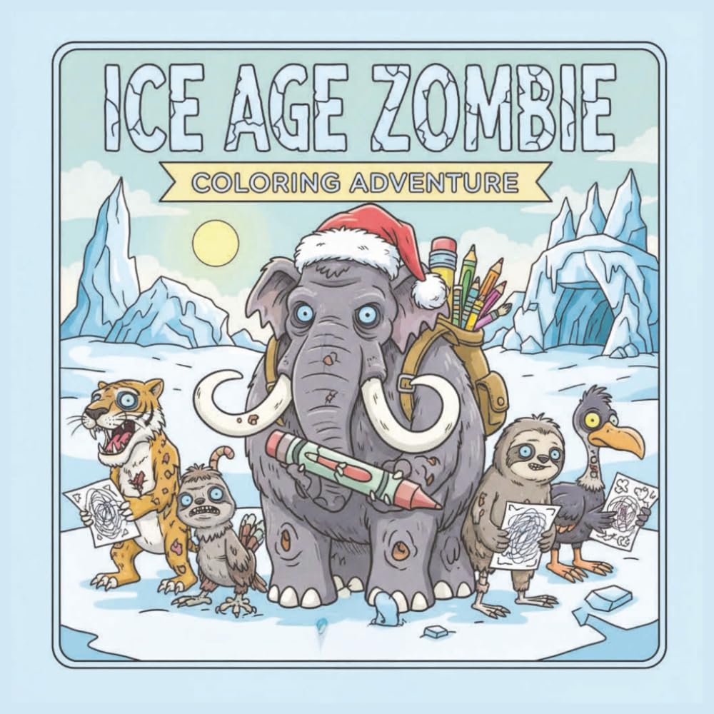 Ice Age Zombie Coloring Adventure: Fun & Spooky Prehistoric Frozen Monsters for Kids Ages 4–8 with Easy and Bold Coloring Pages for Boys