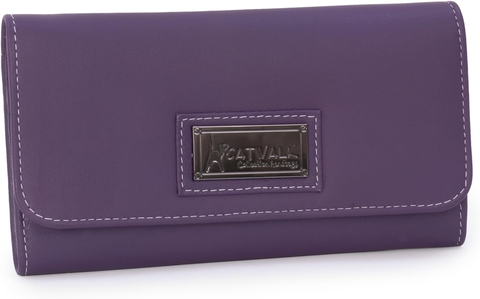 – Large Leather Purse for Women - Ladies Wallet with 14 Card Slots & Zip Coin Pocket - RFID Protection - Gemma - Purple