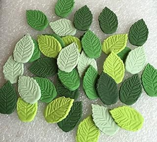 24 Edible Sugar Rose Leaves; (Veined) Autumn Mixed Greens; 3cm; Wedding/Anniversary, Christmas, Birthday Etc Handmade Cake/Cupcake Toppers/Decorations/Sprinkles