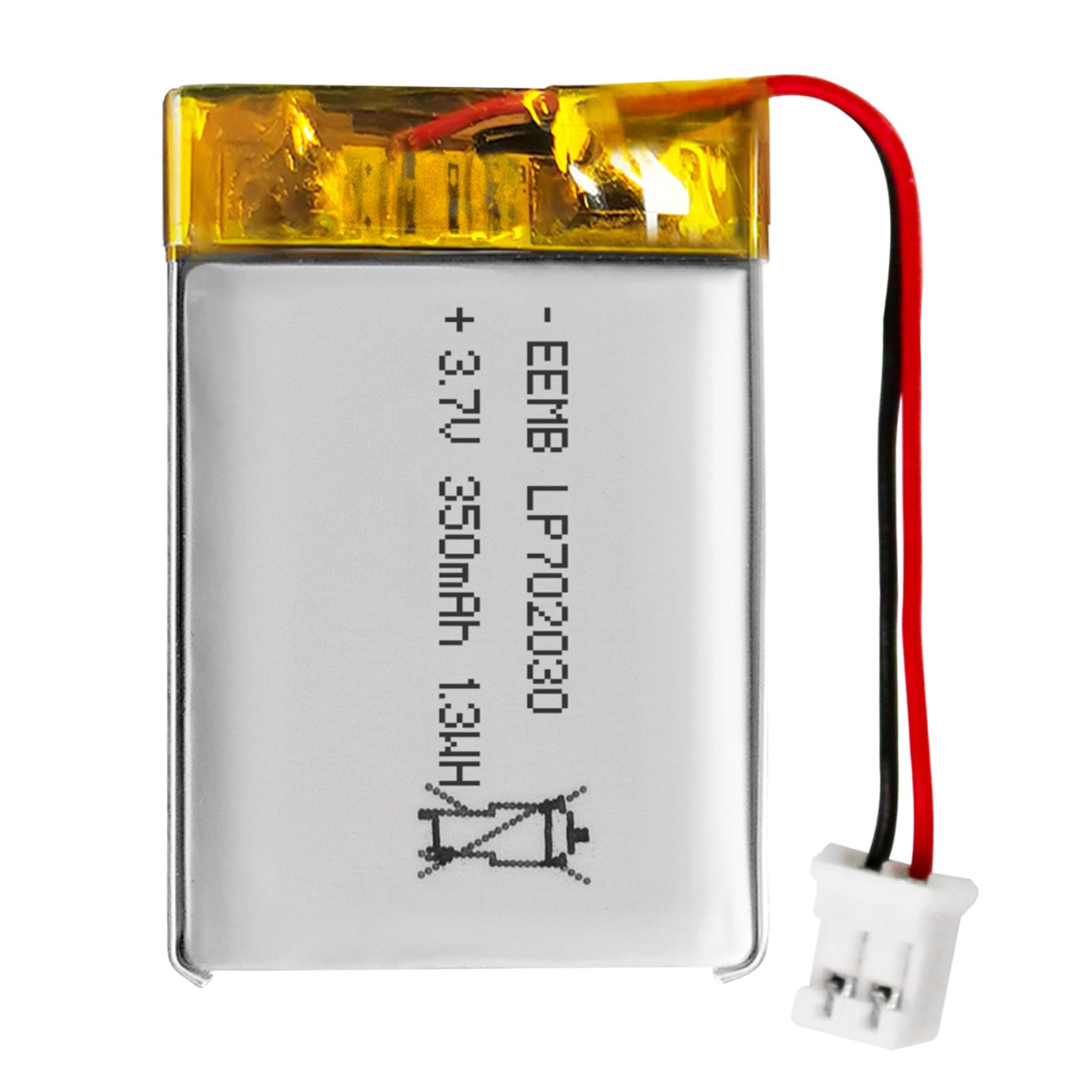 EEMB Lithium Polymer battery 3.7V 350mAh 702030 Lipo Rechargeable Battery Pack with wire JST Connector-confirm device & connector polarity before purchase