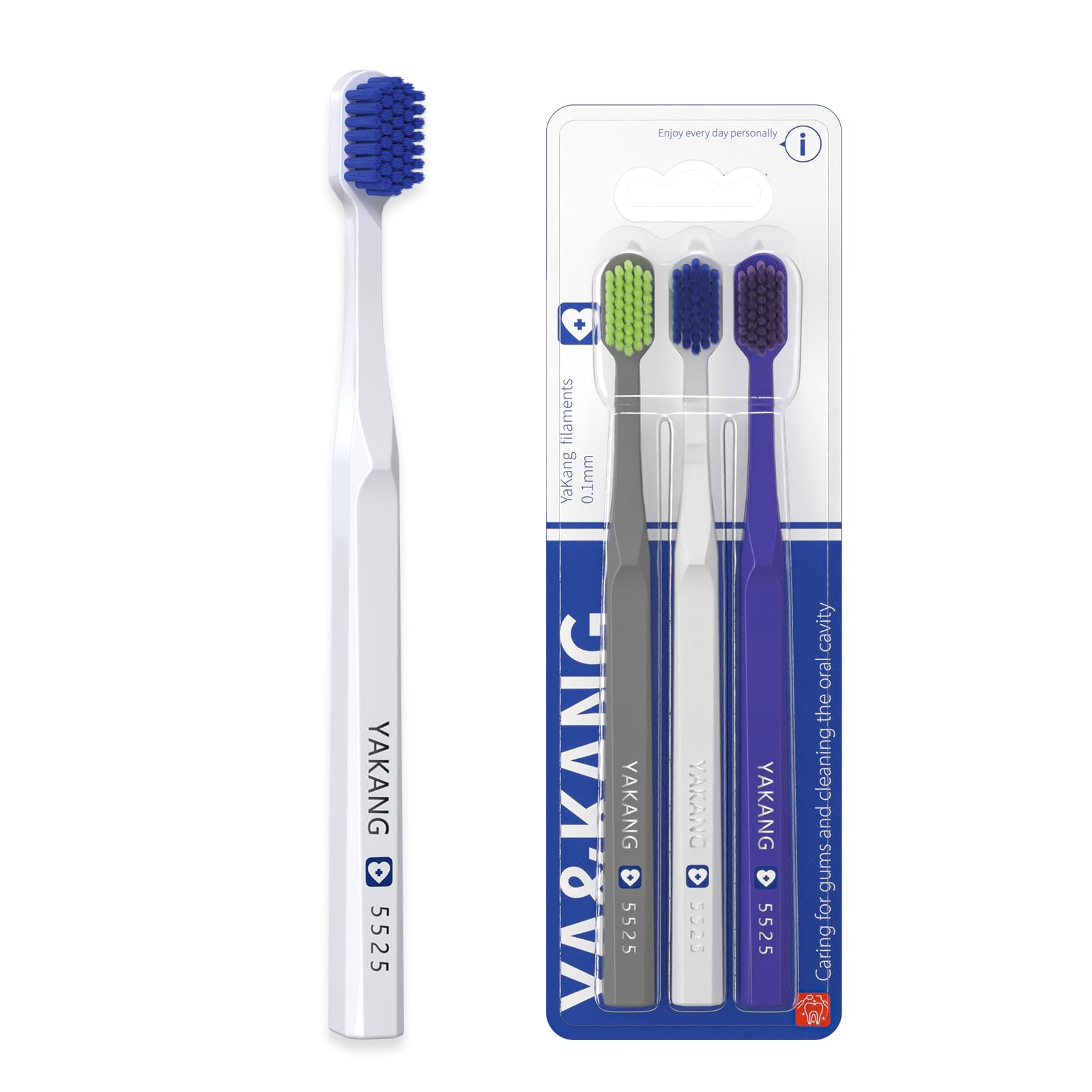 Adult Ultra Soft bristled toothbrushes Have Dense and Gentle bristles that do not harm Gums and Effectively Clean Dental Stains,3Pack