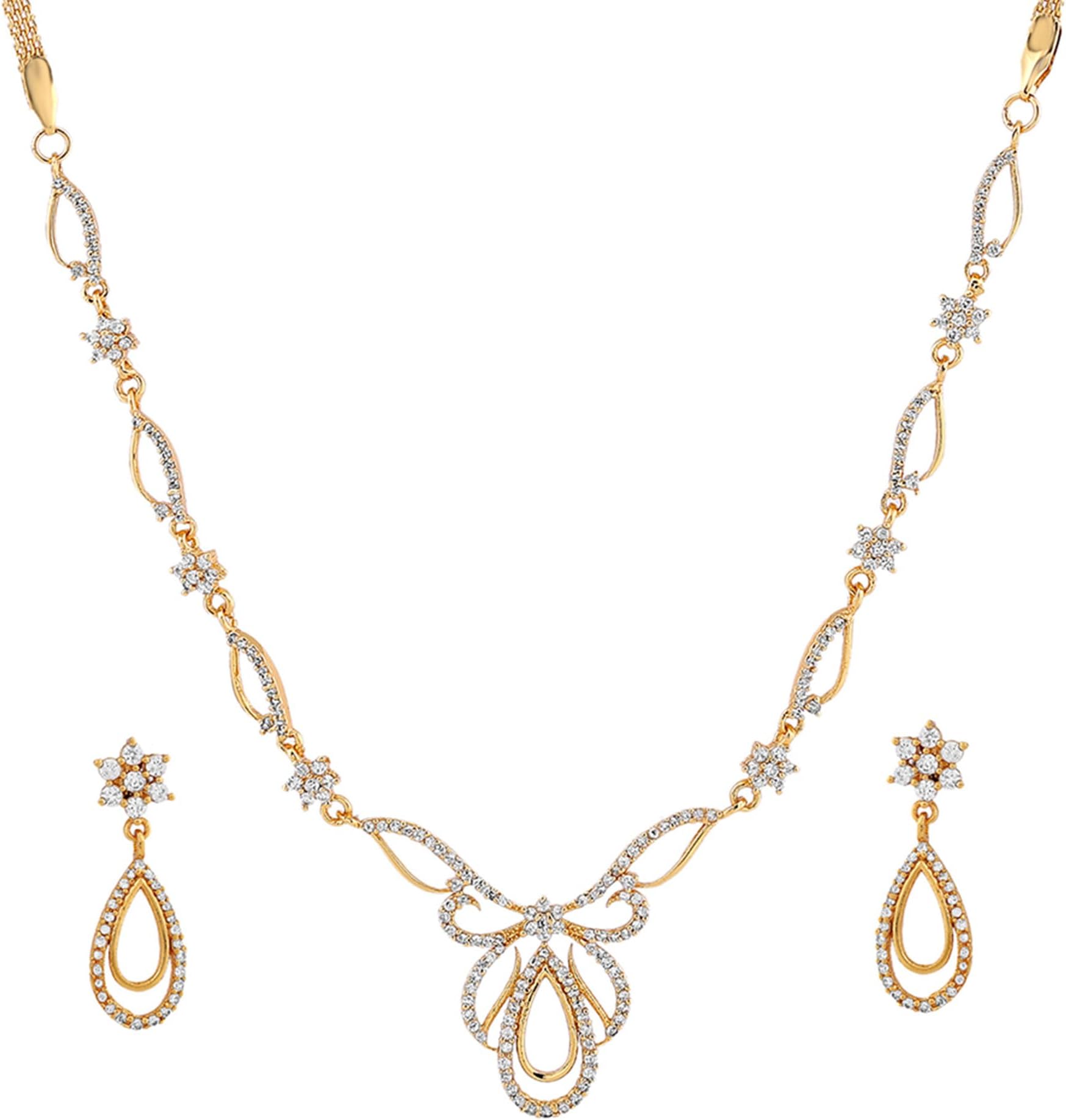 Estele Jewellery Sets for Women Gold Plated Bridal Necklace Jewellery Set with Earrings