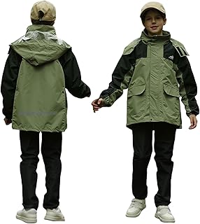 Children's Rain Suit Boys Girls Rain Clothing Lightweight Two Piece Suit Windproof Waterproof Jacket & Trousers Set Raincoat with Reflective Strips for Camping Hiking