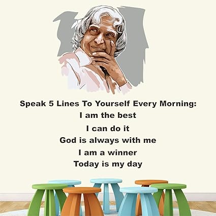 SG 'Abdul Kalam - Office - Inspirational - Motivational - Quotes - Wall Sticker' -SM771 (Multi Colour, Vinyl - 110cm X 100 cm)