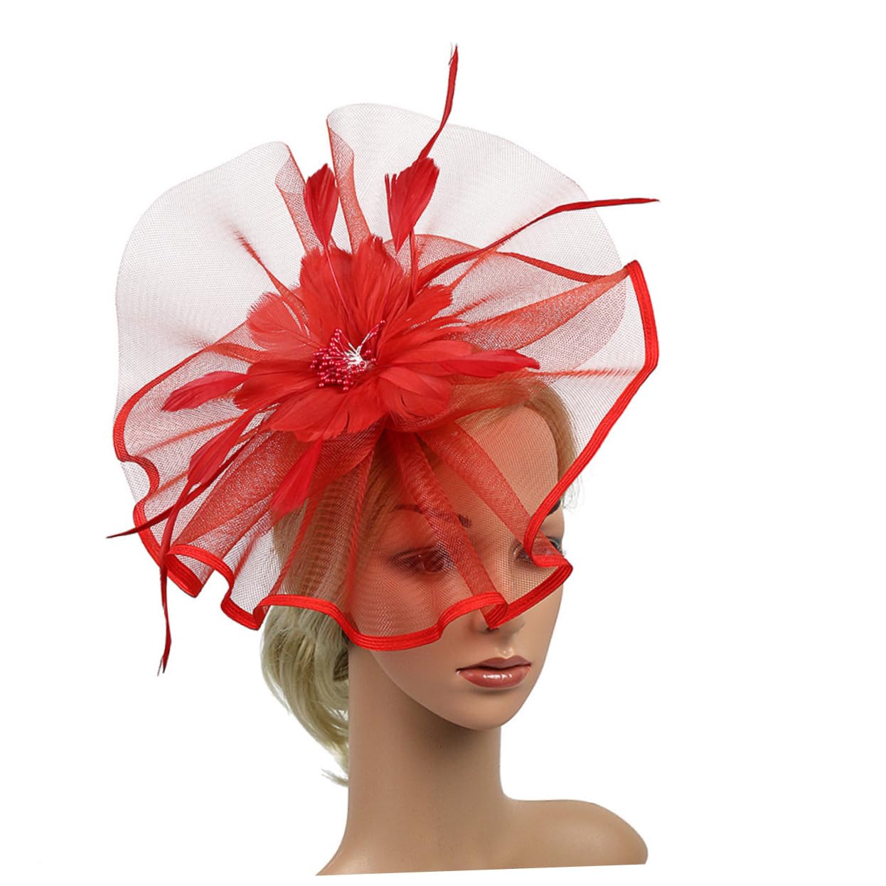 FRCOLOR 2pezzi Fascinator Creativo Con Fiore Per Feste Cappello Da Cocktail Rosso Accessorio Elegante Per Donne e Ragazze Per Balli e Eventi Speciali