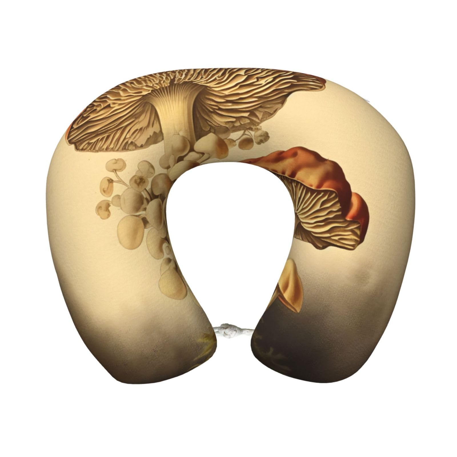 peiyeety Vintage Mushrooms Travel Pillow Memory Foam - Comfortable U Shape Neck Pillows for Sleeping, Neck and Head Support Portable Airplane Pillow Adjustable Flight Pillow, Washable Cover