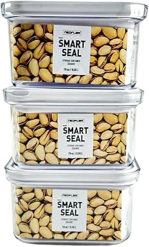Miniatura 8 de NEOFLAM Recipiente hermético de almacenamiento de alimentos con sello inteligente (juego de 3)  Cuerpo transparente  Diseño modular, apilable y