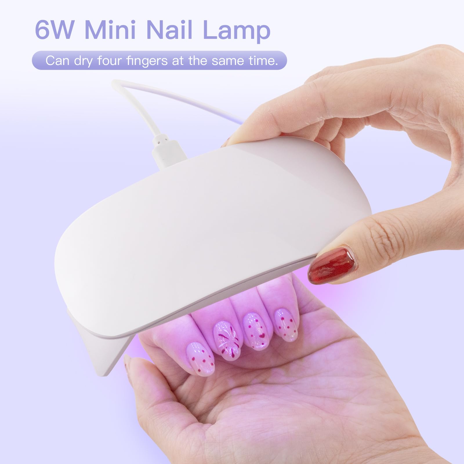 Madenia Mini lampada UV LED Unghie, 6W USB Portatile Lampada Unghie, Mini Lampada UV con 60s Timer, Fornetto Unghie Semipermanente per Smalto Gel, Shellact per Principianti (Bianco)