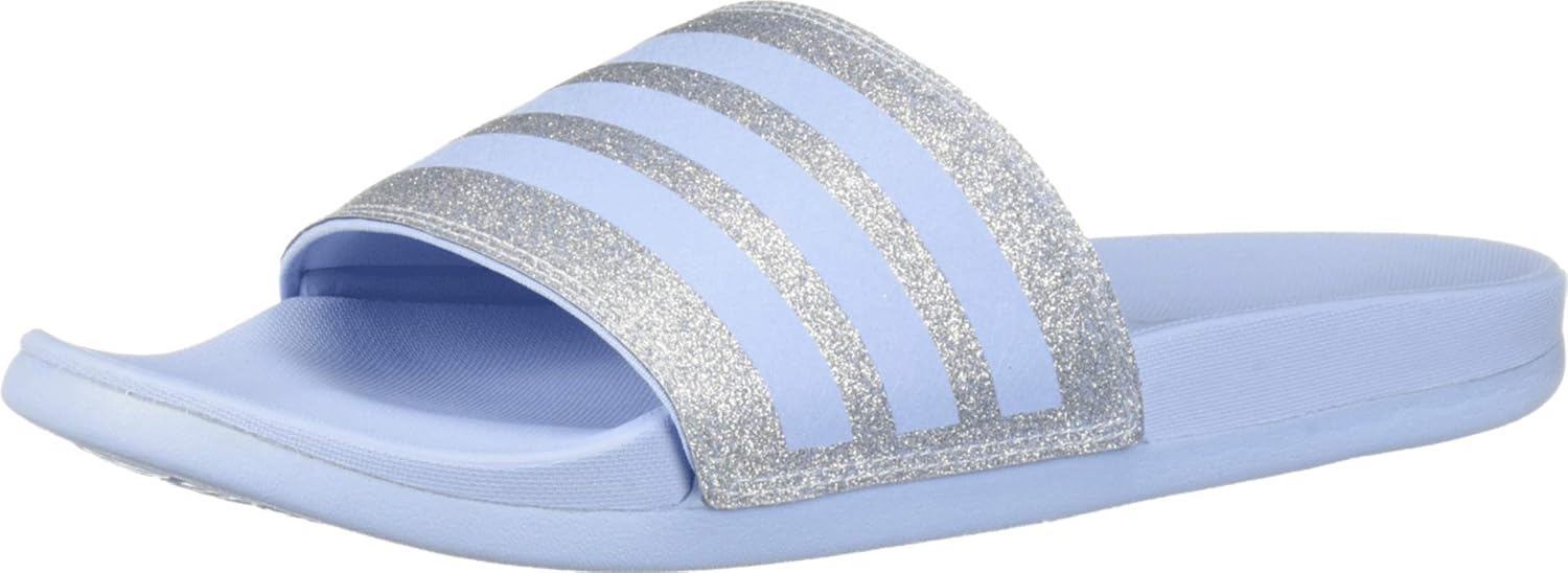 adidas Women's Adilette Comfort Slides, Glow Blue/Glow Blue/Glow Blue, 9