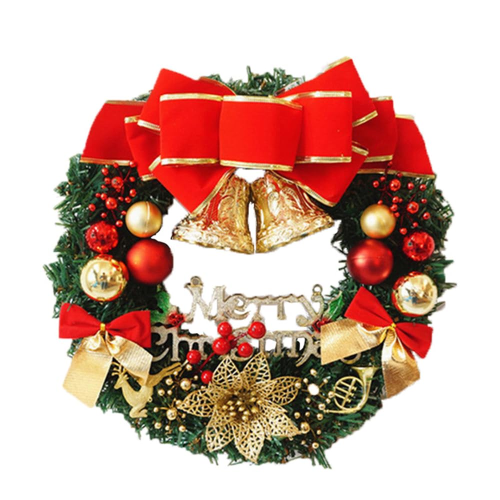 Fandiguo A Christmas Decorations, 30Cm Christmas Wreaths For Front Door, Christmas Ball Wreath With Bells,Holiday Door Wreath For Outdoor Indoor Window Wall Xmas Decor