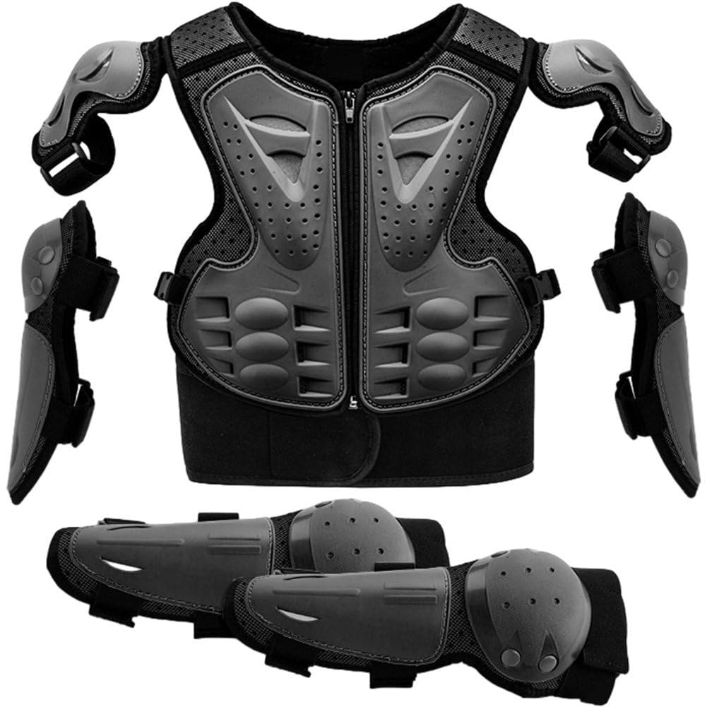 Dianzan Gilet Motocross per Bambini, con Ginocchiere E Gomitiere, Protezione per Il Torace, per Bambini dai 6 13 Anni