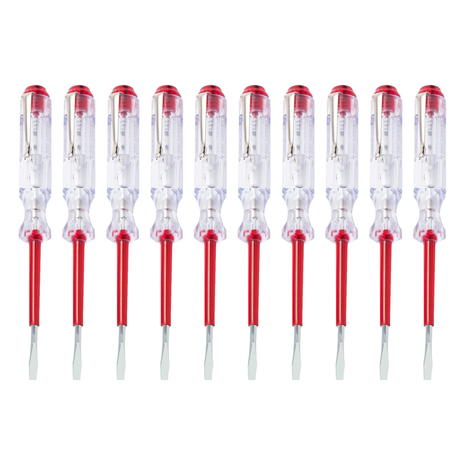 10 Piezas Destornillador Busca Polos, Buscapolos Electricista, Comprobador de fases, Mains Tester No Contacto, 100-500V, Herramientas de Seguridad para Electricistas, Clip de Sujeción Incluido